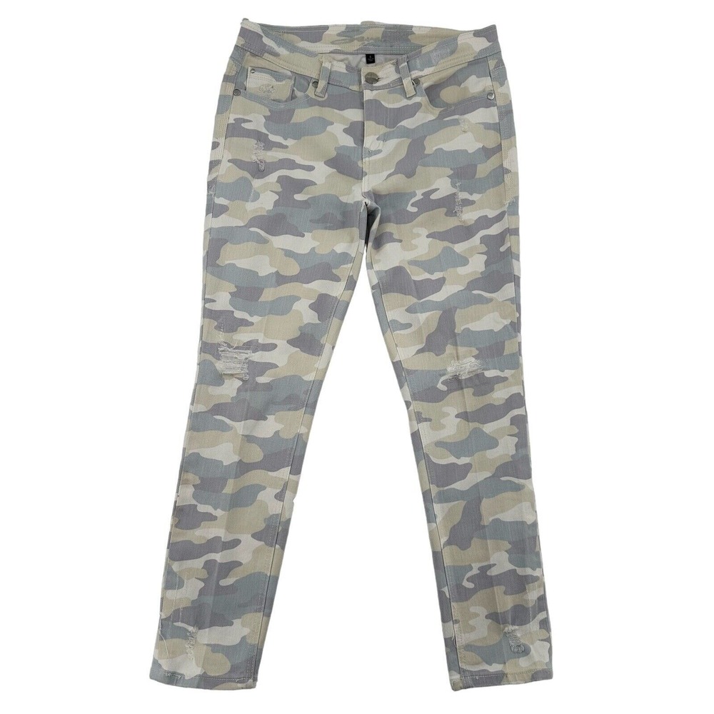Seven7 Womens Camo Skinny Easy Fit Jeans Grey Beige Distressed Size 6 Casual - Picture 2 of 8